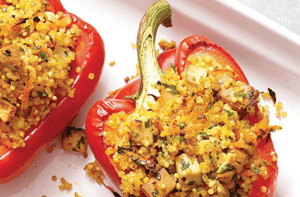 Pimientos rellenos de mijo con jengibre y tofu