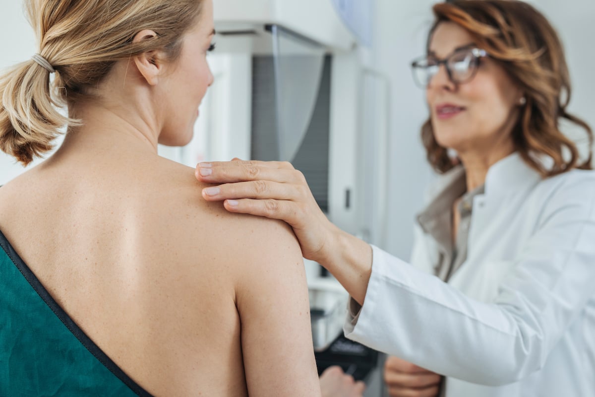 woman getting a mammogram